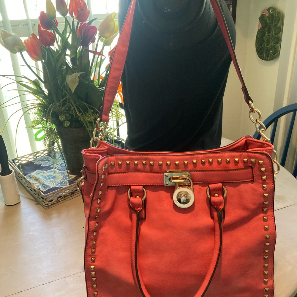 Stylish Coral Studded Handbag